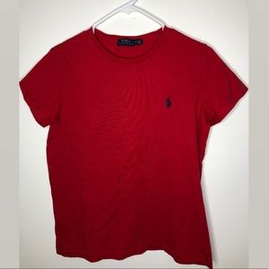 Red polo shirt